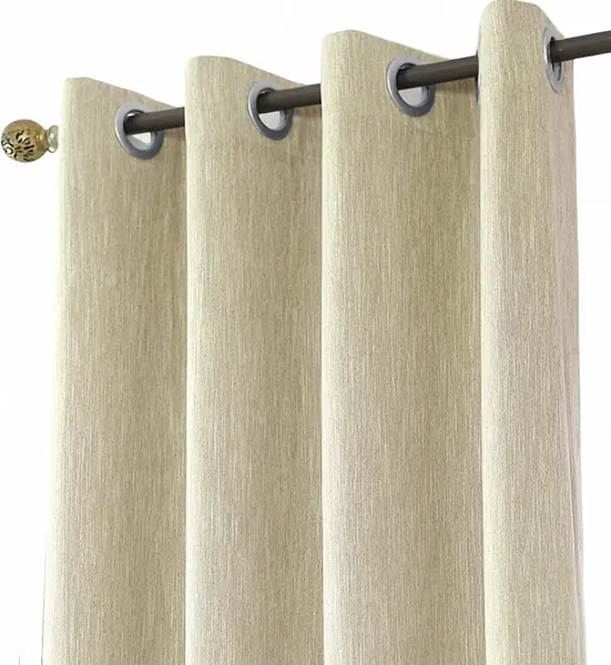 Melodieux 1 Panel Eyelet Grommet Curtains - Cotton Blend Room Darkening Curtain with Tiebacks, Blackout Thermal Insulated Window Drapes for Nursery, Bedroom, Living Room (Beige, 46 x 72 Inch Drop)