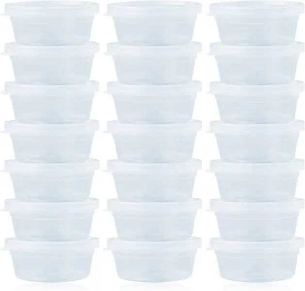 LAMXD Slime Storage Containers 24 Pack, Leakproof Clear Plastic Foam Ball Storage Cups Storage Jars Containers With Lids Slime Pots Tubs