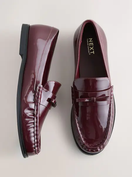 Burgundy Red Forever Comfort® Bow Detail Ruched Toe Loafers