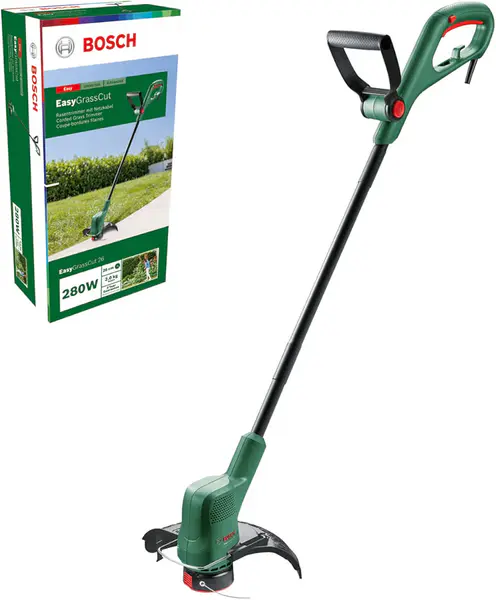 Bosch Home and Garden Electric Grass Trimmer EasyGrassCut 26 (280 Watt, cutting diameter 26 cm, Weight: 2 kg, in carton packaging)