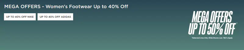 Up to 40% off Women's Nike and Adidas footwear