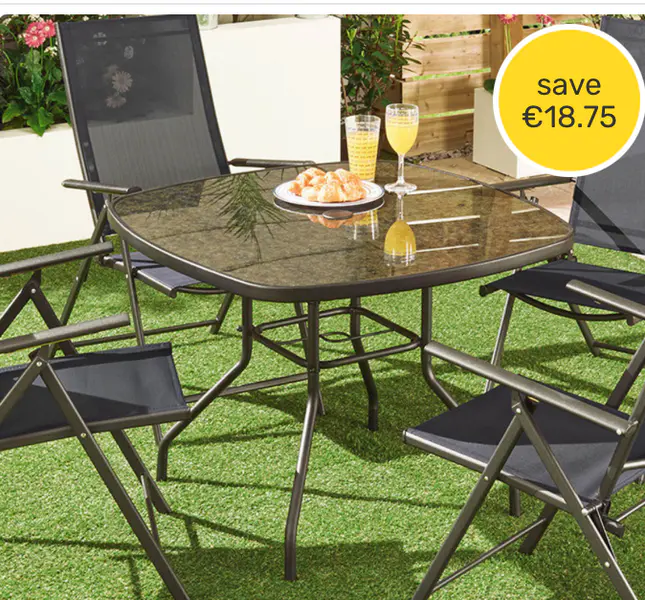 Outdoor Essentials Rio 4 Seater Square Glass Top Table