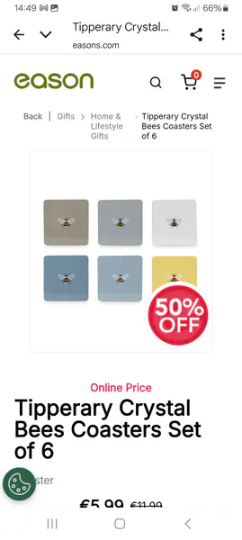 Tipperary crystal bee coaster set