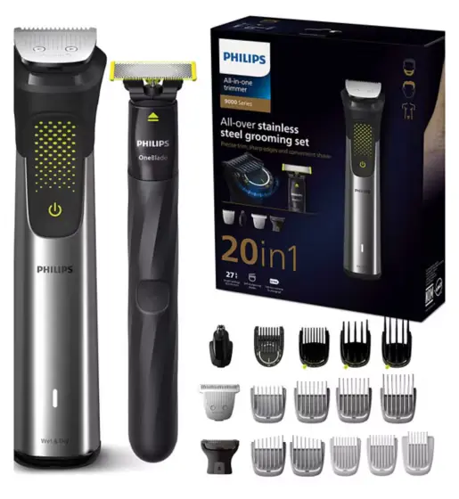 Philips Series 9000, 20-in-1 Ultimate Multi Groom, Beard Trimmer and Hair Clipper, with OneBlade, MG9555/15