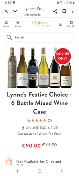 Lynnes 6 festive bottle case