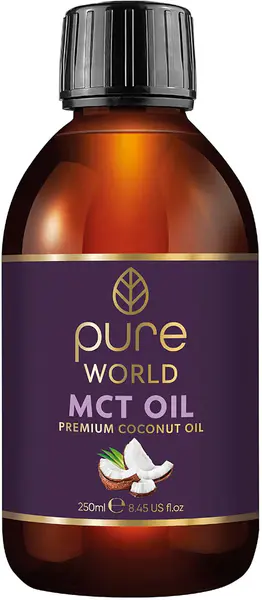 Pure World Natural MCT Coconut Oil 250ML 100% Pure and Undiluted. Premium Quality Coconut Oil. Natural C8 & C10 Vegan…