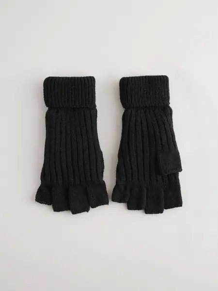 Black Thinsulate Fingerless Gloves