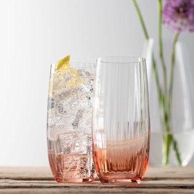 Galway Crystal  Erne Blush Set of 2 Hiball Glasses