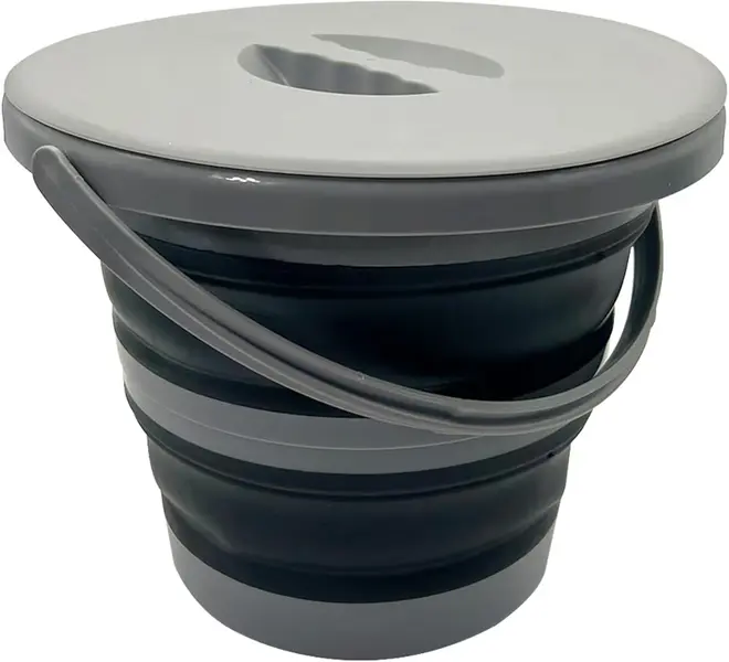 5L Collapsible Bucket with Lid, Grey