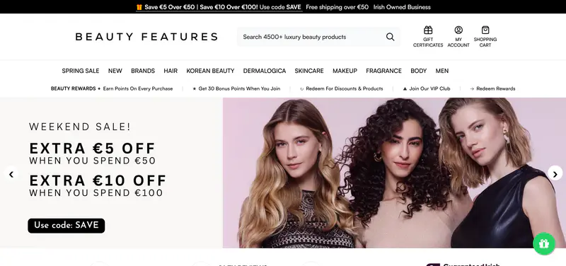 Spend & Save €5 off €50, €10 off €100