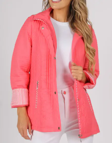 60% off Pamela Scott Stripe Lined Padded Summer Coat
