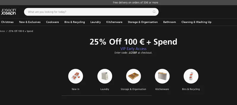 25% off when you spend €100 or more at Joseph Joseph