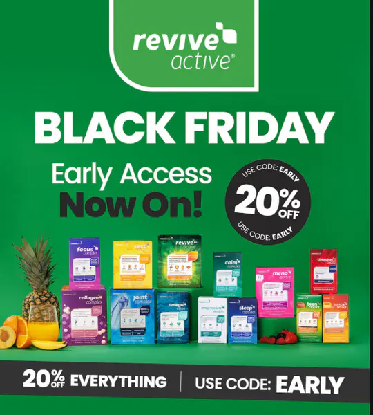 20% OFF entire range of supplements at Revive active