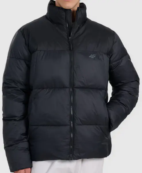 Men's padded jacket with synthetic filling - black