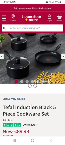 Tefal Induction Black 5 Piece Cookware Set