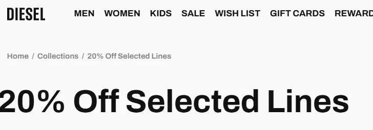 20% Off Selected Lines at Diesel