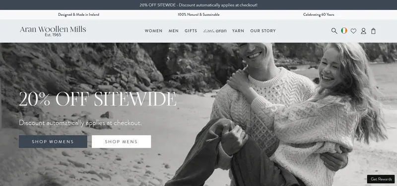 20% off sitewide at Aran Woollen Mills