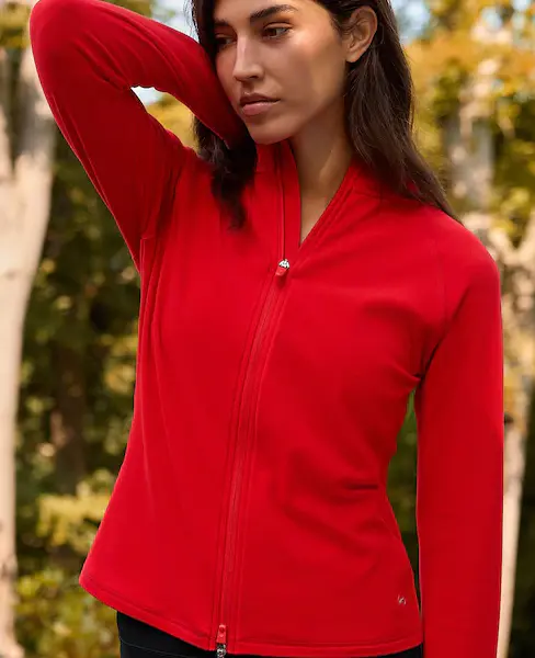 Red Thermal Soft Touch Zip-Up Long Sleeve Top