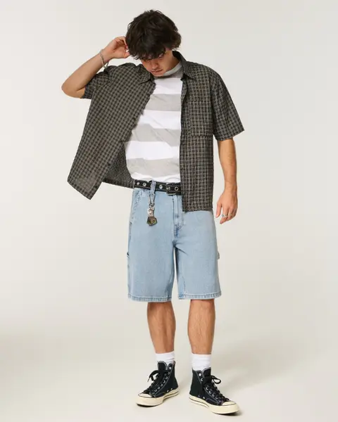 Light Wash Baggy Denim Painter Shorts