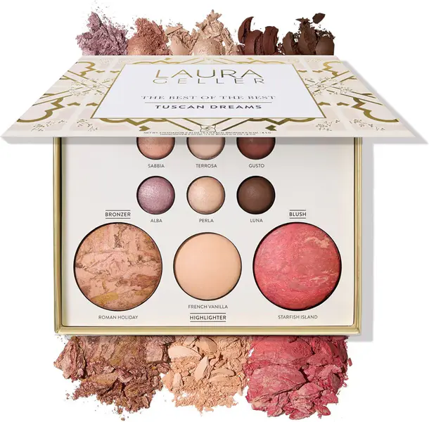 LAURA GELLER NEW YORK The Best of the Best Baked Palette - Tuscan Dreams - Full Size - Includes Bronzer, Blush, Highlighter and 6 Eyeshadows - Travel-Friendly