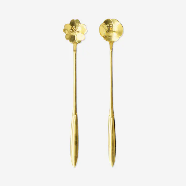 Gold floral spoons - 2 pcs 