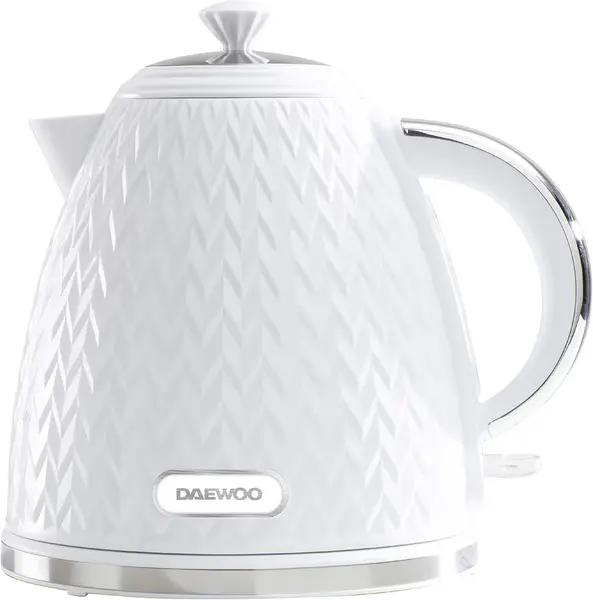 Daewoo SDA1780 Argyle Collection, 1.7L, Electric Kettle With Removable Lid and Filter For An Easy Clean, Auto Shut Off And Power Indicator For Safety, White