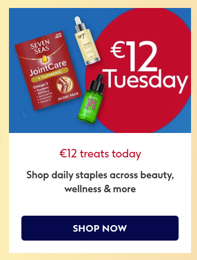 Boots €12 Tuesday - Erborian, Bulldog, Aveeno, Optrex, Morphe, Soap & Glory, Champney, Lumene, Nip+Fab, L'Oreal, No7, Oral B, Olay