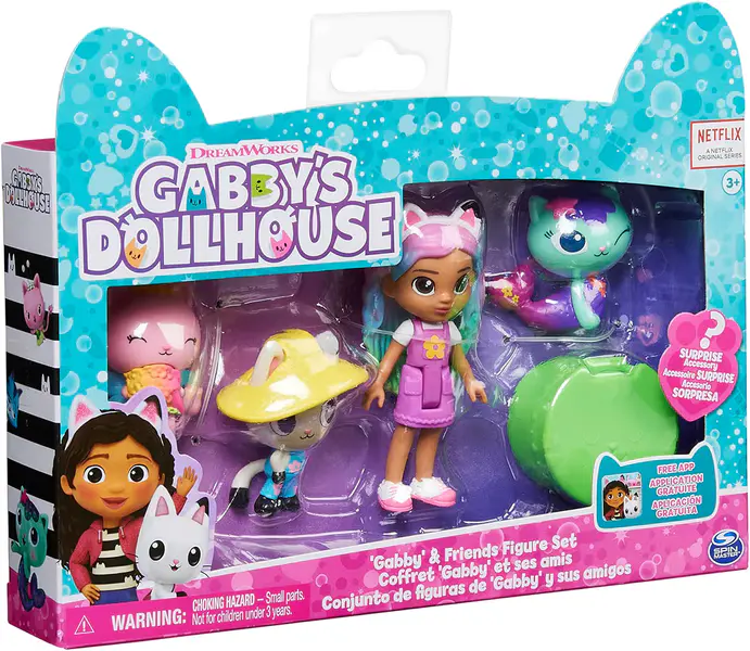 Gabby’s Dollhouse, Gabby and Friends Figure Set with Rainbow Gabby Doll, 3 Toy Figures and Surprise Accessory Kids’ Toys for Ages 3 and up