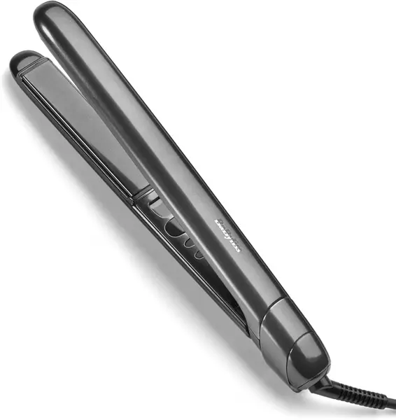 BaByliss Titanium Shine Hair Straighteners - New 2025, Titanium-Ceramic Smooth-Glide Technology, 5 Heat Settings 150-230°C, Worldwide use, Metallic Grey,