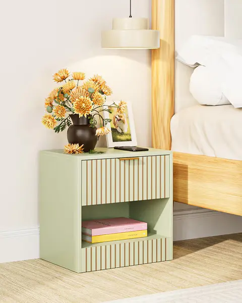 Small Bedside Table,39x28x41cm, Farmhouse Wooden Bedside Cabinet with Drawer,Kids Bedside Table Nightstand for Bedroom,Living Room,Office,Walnut