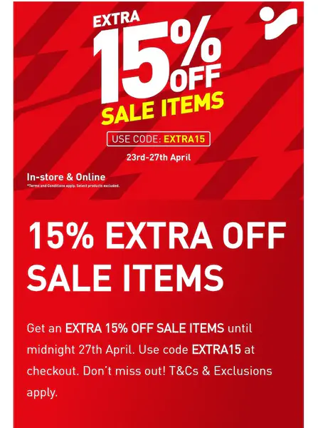 Extra 15% off sale items