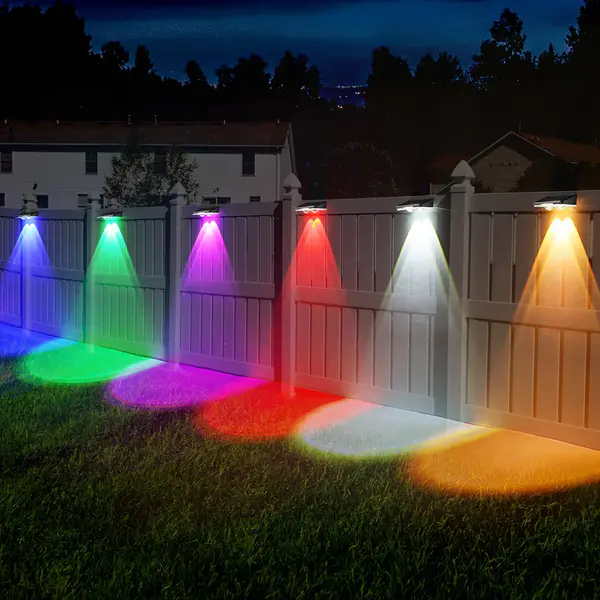 Quntis Outdoor Solar Wall Lights, 8 Pack Solar Fence Lights Warm White & 11 RGB Modes IP64 Waterproof Wireless Stick On Wall Lamps for Outside Garden Front Door Deck Stair Yard Railing Patio Decor