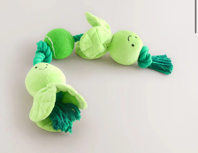 Green Brussel Sprout Christmas Ball Rope Pull Pet Toy