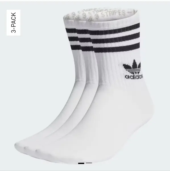 Adidas Originals Mid Crew Socks - 3 pairs - (White or Purple/Pink/White) - Free C&C/Del (with sign-up)