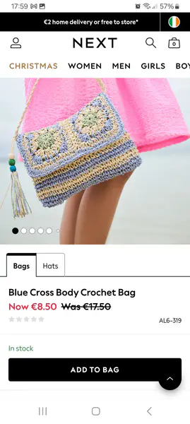 Blue crochet bag