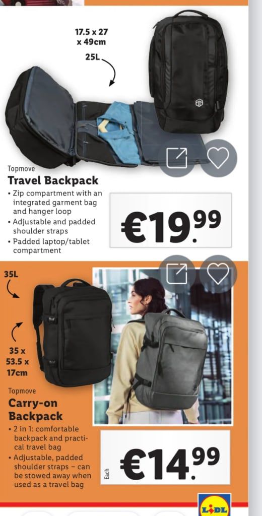 Lidl travel bag - €19.99