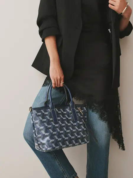Crossbody Shoulder Bag Navy Geometric Print Cross-Body Bag