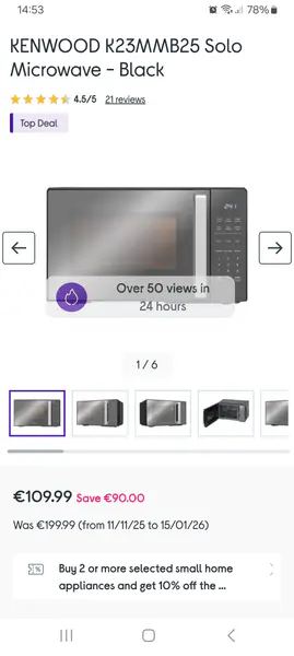 microwaves KENWOOD K23MMB25 Solo Microwave - Black