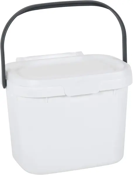 Addis 518252 Everyday Kitchen Food Waste Compost Caddy Bin, 4.5 Litre, White/Metallic Sliver, Silver, 4.5ltr