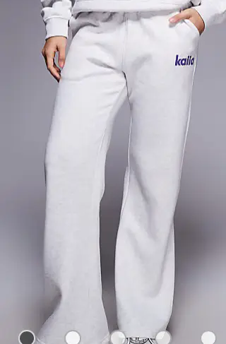 Kaiia cotton rich star logo graphic wide leg jogger co-ord in grey