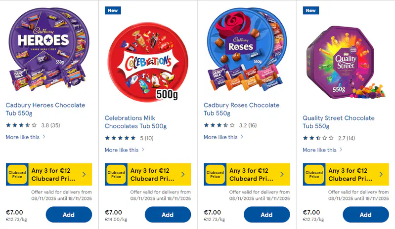 3 tubs of sweets €12