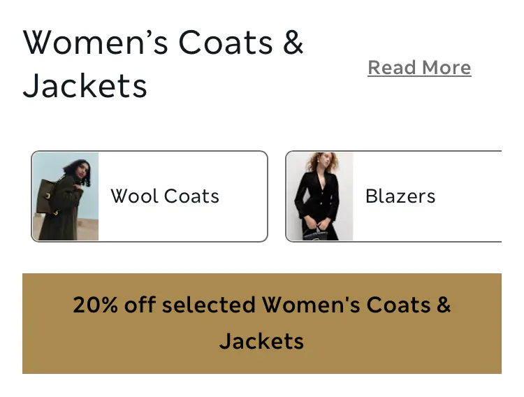 20% off selected Women's Coats & Jackets