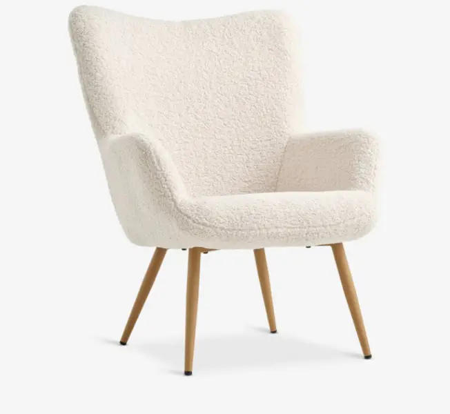 HUNDESTED Armchair HUNDESTED off-white teddy/natural oak colour