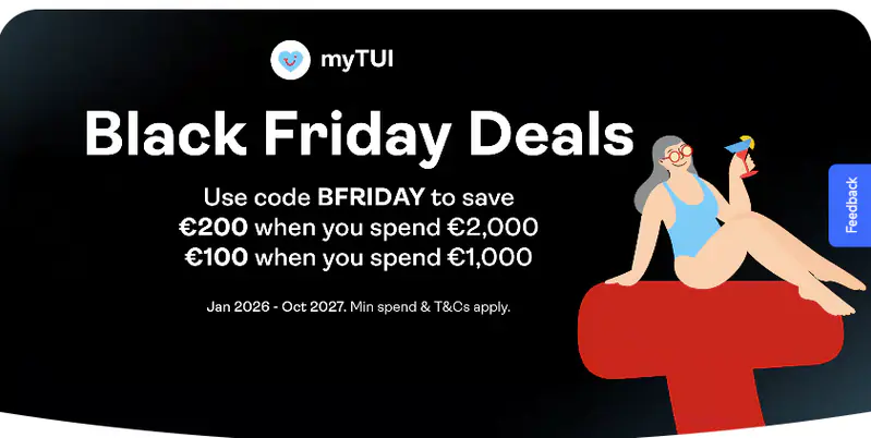 Up to €200 Off Per Booking with a myTUI Account
