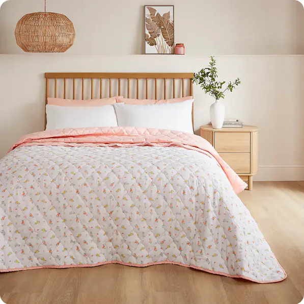 Floral Pink Pinsonic Bedspread 235cm x235cm