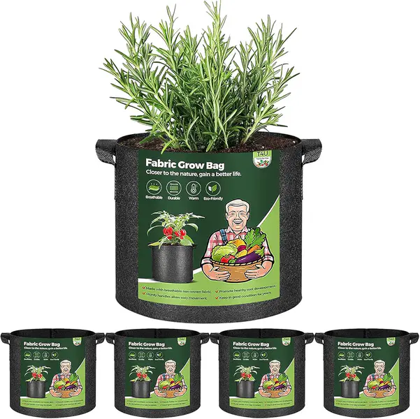 T4U Set of 5 19L, grow bags for families and beginners, easy growing of tomatoes and potatoes, grow bags for vegetables for home garden, balcony or patio