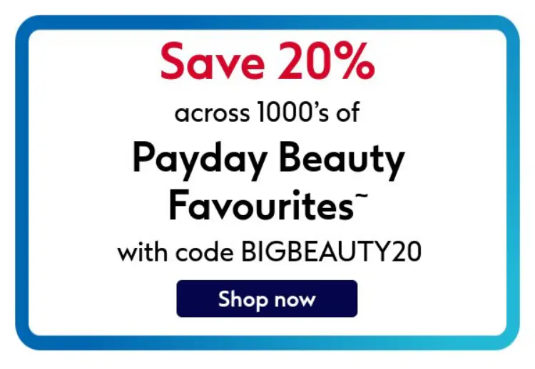 Save 20 percent on thousands of selected beauty products - online only