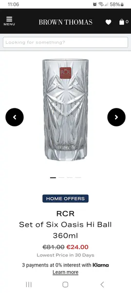 6 RCR hi ball glasses