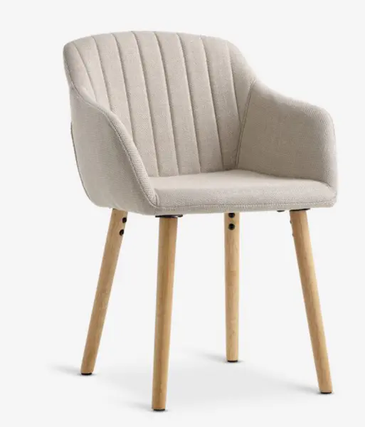 Dining chair ADSLEV beige fabric/natural oak colour