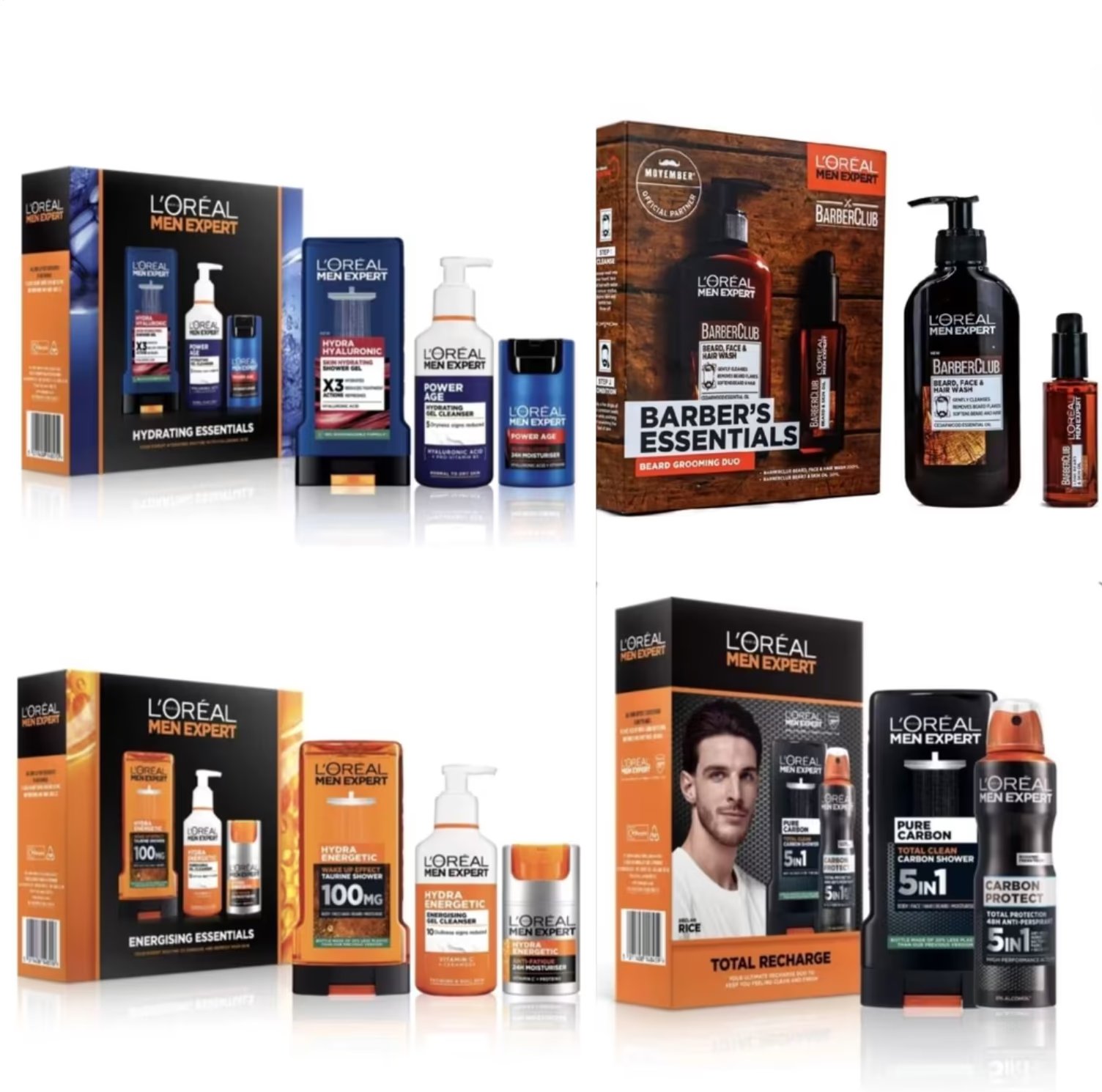 50% off L'Oréal Men's Gift Sets - Expert Total Recharge / Barber's Beard Grooming Duo €12.99 / Energising Set €17.99 / Hydrating €18.99